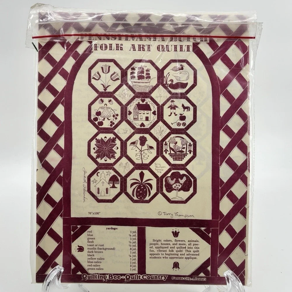 Pennsylvania Dutch Folk Art Quilt Pattern Octogan Lattice Cottage Core Homestead